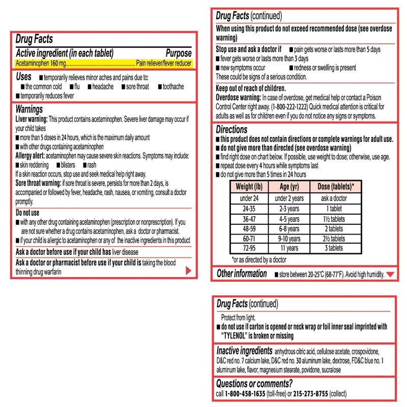 slide 11 of 11, Children's Tylenol Pain + Fever Relief Chewables - Acetaminophen - Grape - 24ct, 24 ct