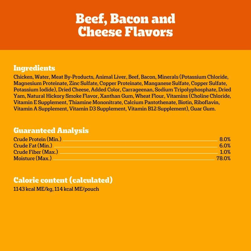 slide 12 of 13, Pedigree Chopped Ground Dinner Chicken, Cheese, Beef and Bacon Flavor Pouch Variety Pack Wet Dog Food - 3.5oz/18ct, 18 ct; 3.5 oz