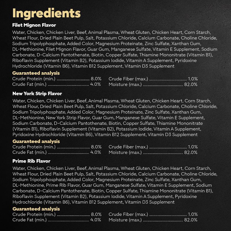 slide 8 of 12, Cesar Filets in Gravy Chicken, Steak, Beef, Gravy and Red Meat Flavor Variety Pack Small Breed Wet Dog Food - 5.29lbs/24ct, 5.29 lb, 24 ct