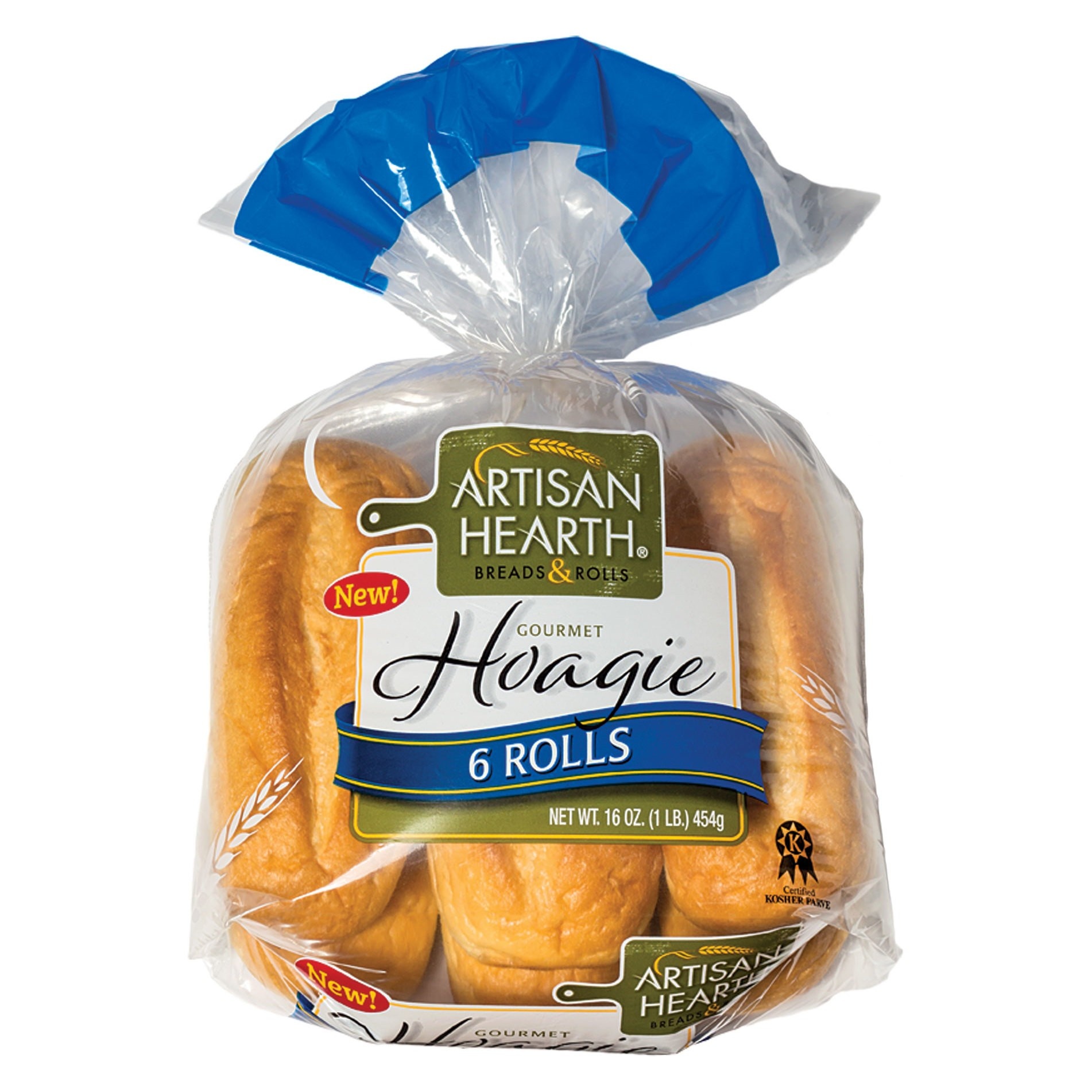 slide 1 of 1, Artisan Hearth Hoagie Rolls, 16 oz, 6 ct