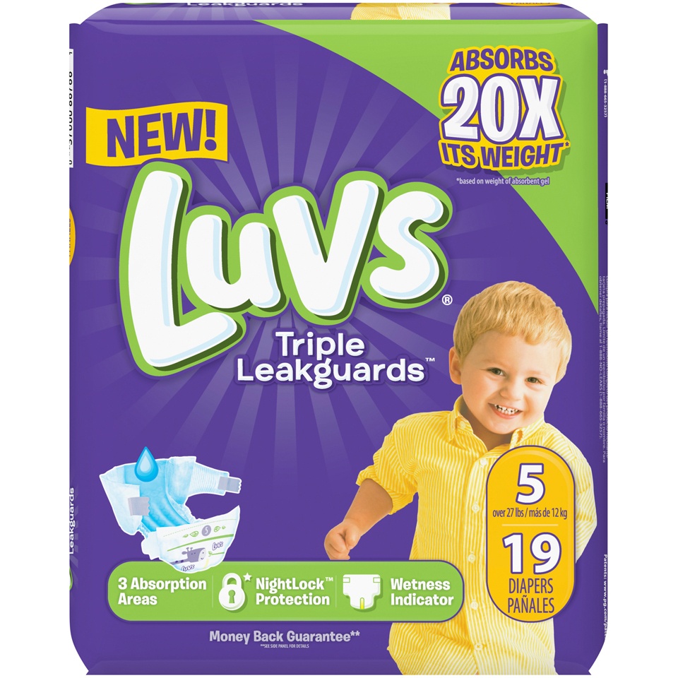 slide 2 of 2, Luvs Ultra Leakguards Diapers Size 5, 19 ct