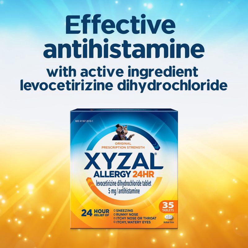 slide 8 of 11, Xyzal Allergy Relief Medicine Tablets - Levocetirizine Dihydrochloride - 35ct, 35 ct