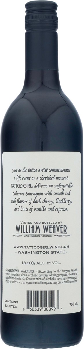 slide 9 of 9, Tattoo Girl Columbia Valley Cabernet Sauvignon 750 ml, 1 ct