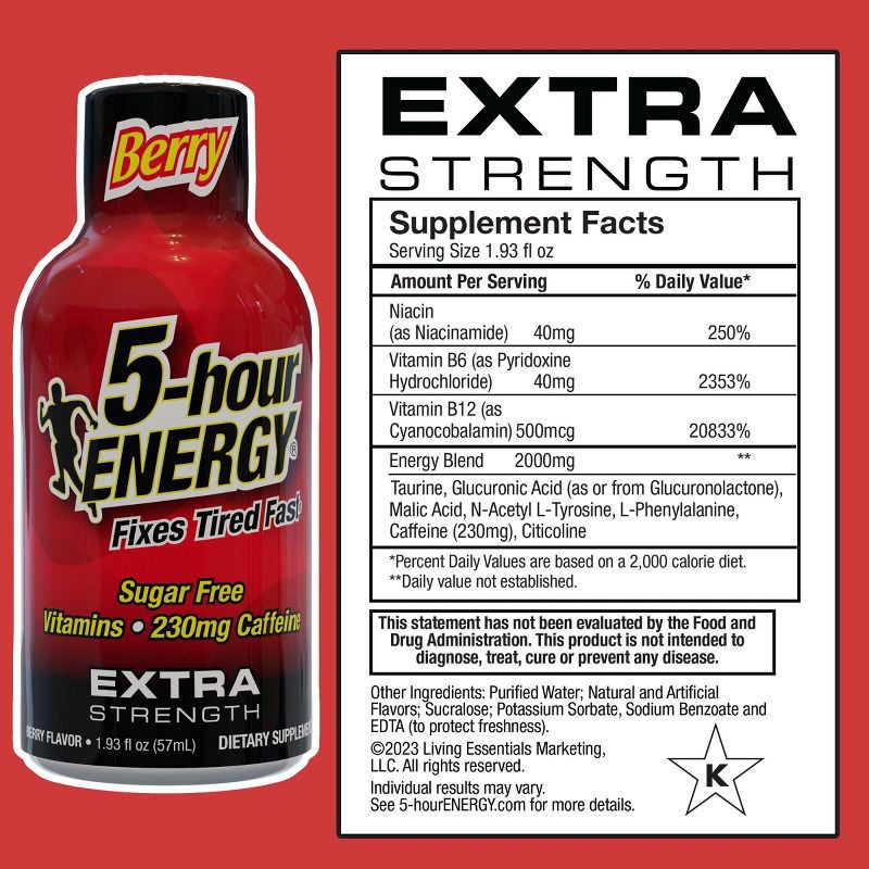 slide 7 of 8, 5 Hour Energy Extra Strength Shot - Berry - 10pk, 10 ct