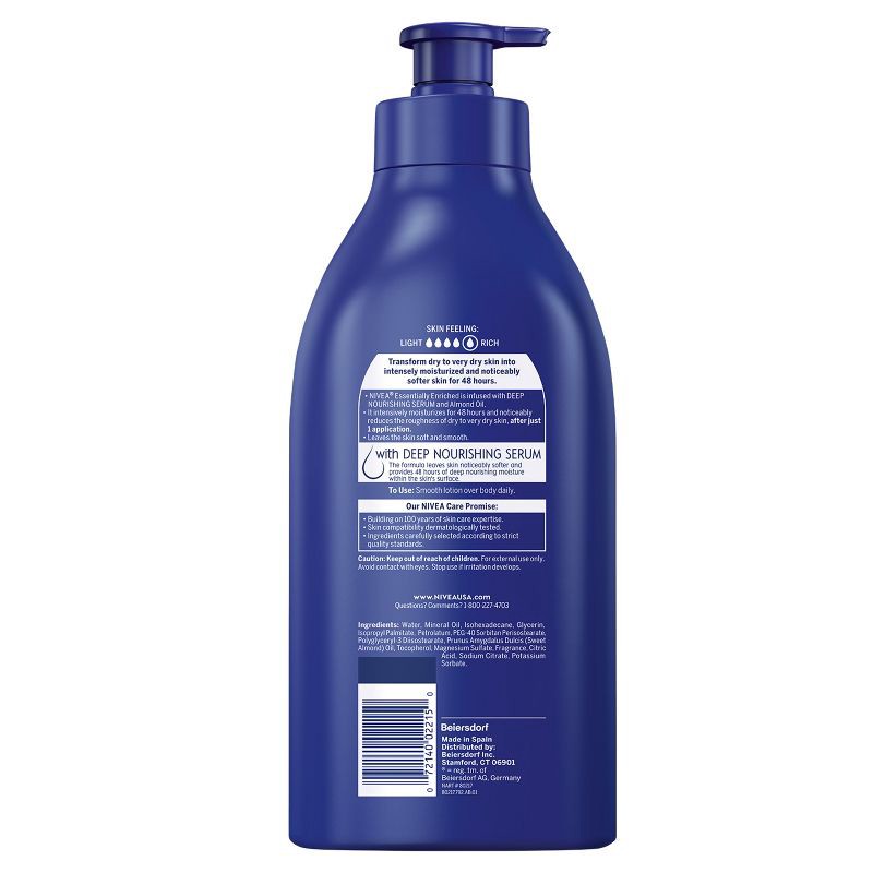 slide 7 of 8, NIVEA Essentially Enriched Body Lotion for Dry Skin Scented - 33.8 fl oz, 33.8 fl oz