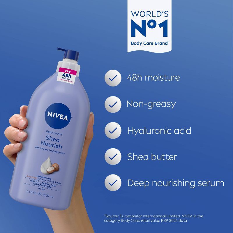 slide 4 of 11, NIVEA Shea Nourish Dry Skin Body Lotion with Shea Butter - 33.8 fl oz, 33.8 fl oz