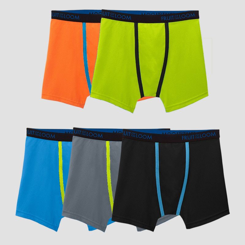 slide 1 of 2, Fruit of The Loom Boys' 5pk Breathable Micro-Mesh Boxer Briefs - Colors May Vary L, 5 ct