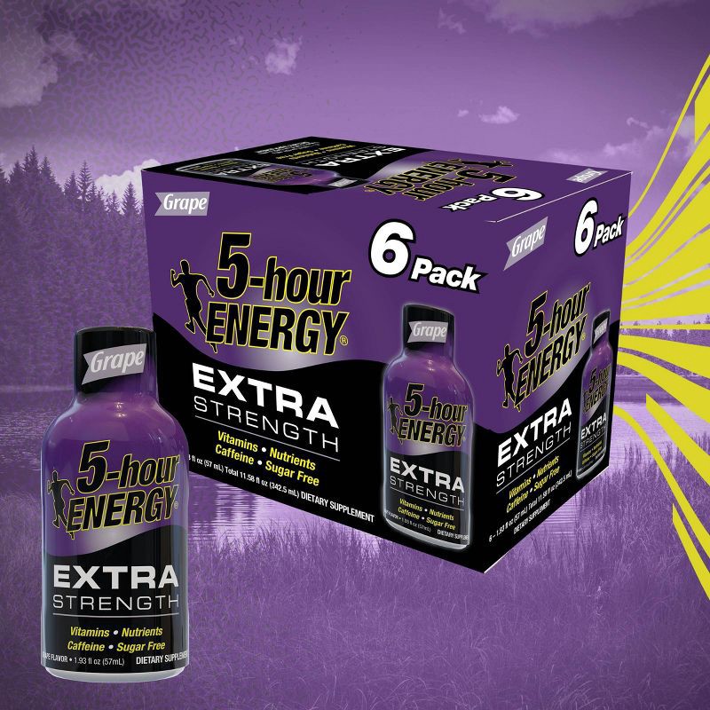 slide 3 of 4, 5 Hour Energy Extra Strength Shot - Grape - 6ct, 6 ct
