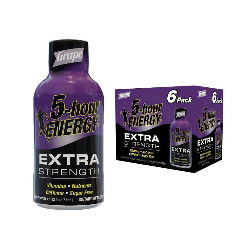 slide 1 of 4, 5 Hour Energy Extra Strength Shot - Grape - 6ct, 6 ct