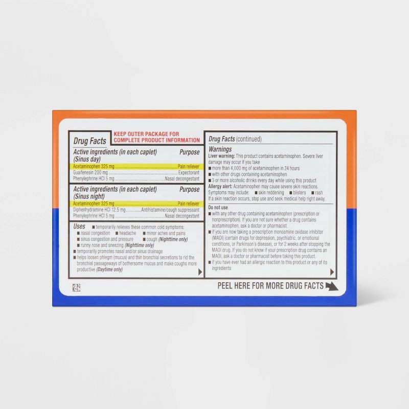 slide 3 of 5, Day & Night Maximum Strength Sinus Relief Caplets - 20ct - up&up™, 20 ct