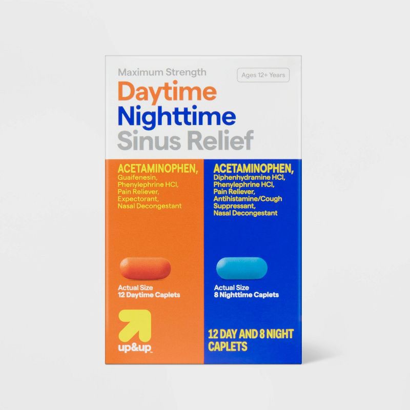 slide 1 of 5, Day & Night Maximum Strength Sinus Relief Caplets - 20ct - up&up™, 20 ct