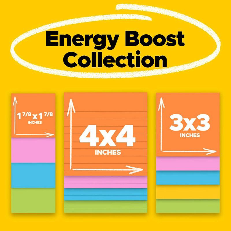 slide 2 of 20, Post-it 15ct Super Sticky Notes Pack Energy Boost Collection, 15 ct