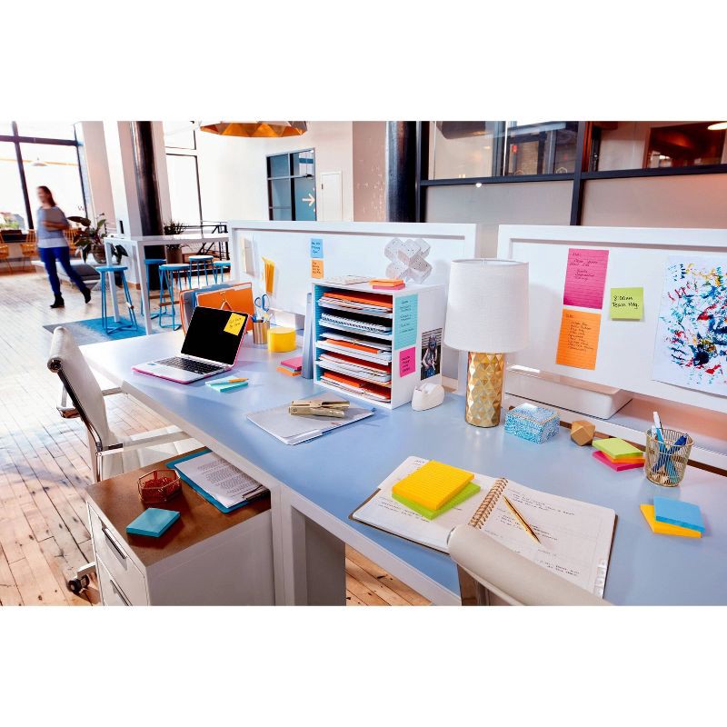 slide 19 of 20, Post-it 15ct Super Sticky Notes Pack Energy Boost Collection: Multicolor, 45 Sheets, College Rule, Art & Design Theme, 15 ct