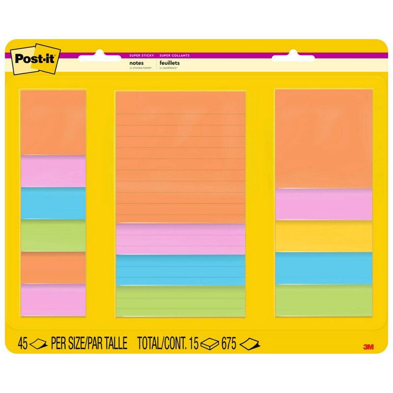 slide 1 of 20, Post-it 15ct Super Sticky Notes Pack Energy Boost Collection, 15 ct