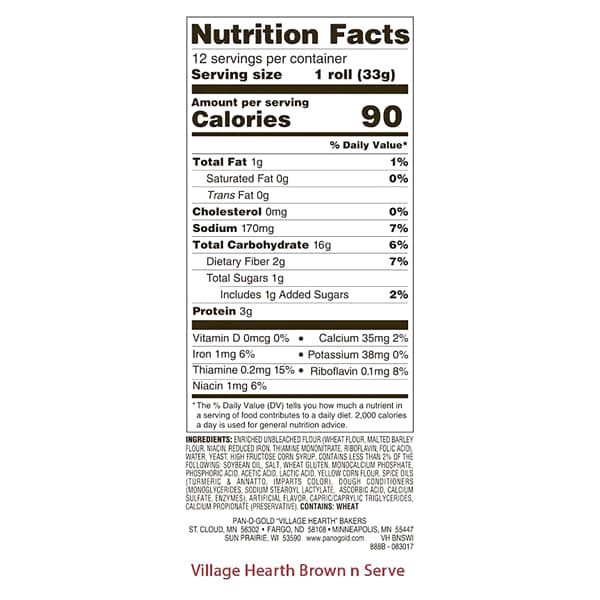 slide 5 of 5, Village Hearth Willage Hearth Brown And Serve Rolls, 1 ct