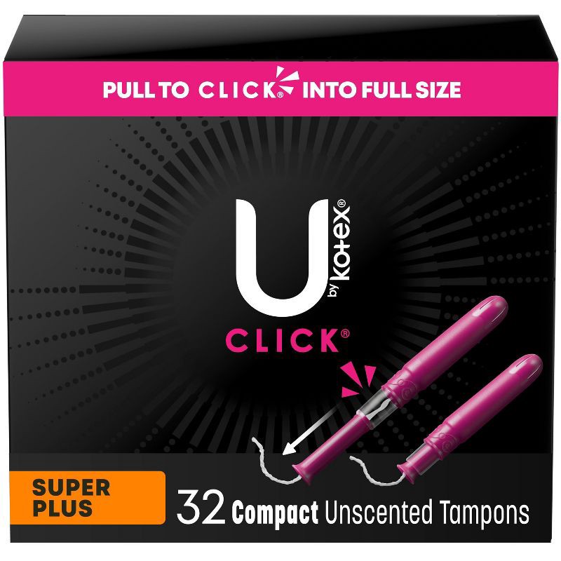 slide 2 of 9, U by Kotex Click Compact Unscented Tampons - Super Plus - 32ct, 32 ct