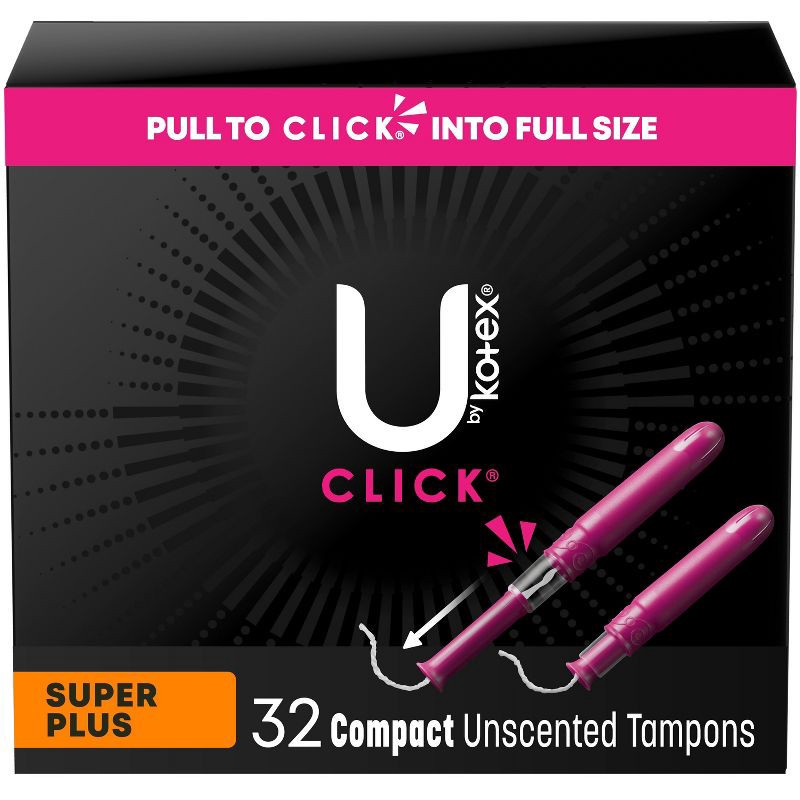 slide 1 of 6, U by Kotex Click Compact Unscented Tampons - Super Plus - 32ct, 32 ct