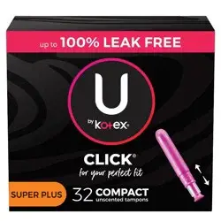 U by Kotex Click Compact Unscented Tampons - Super Plus - 32ct