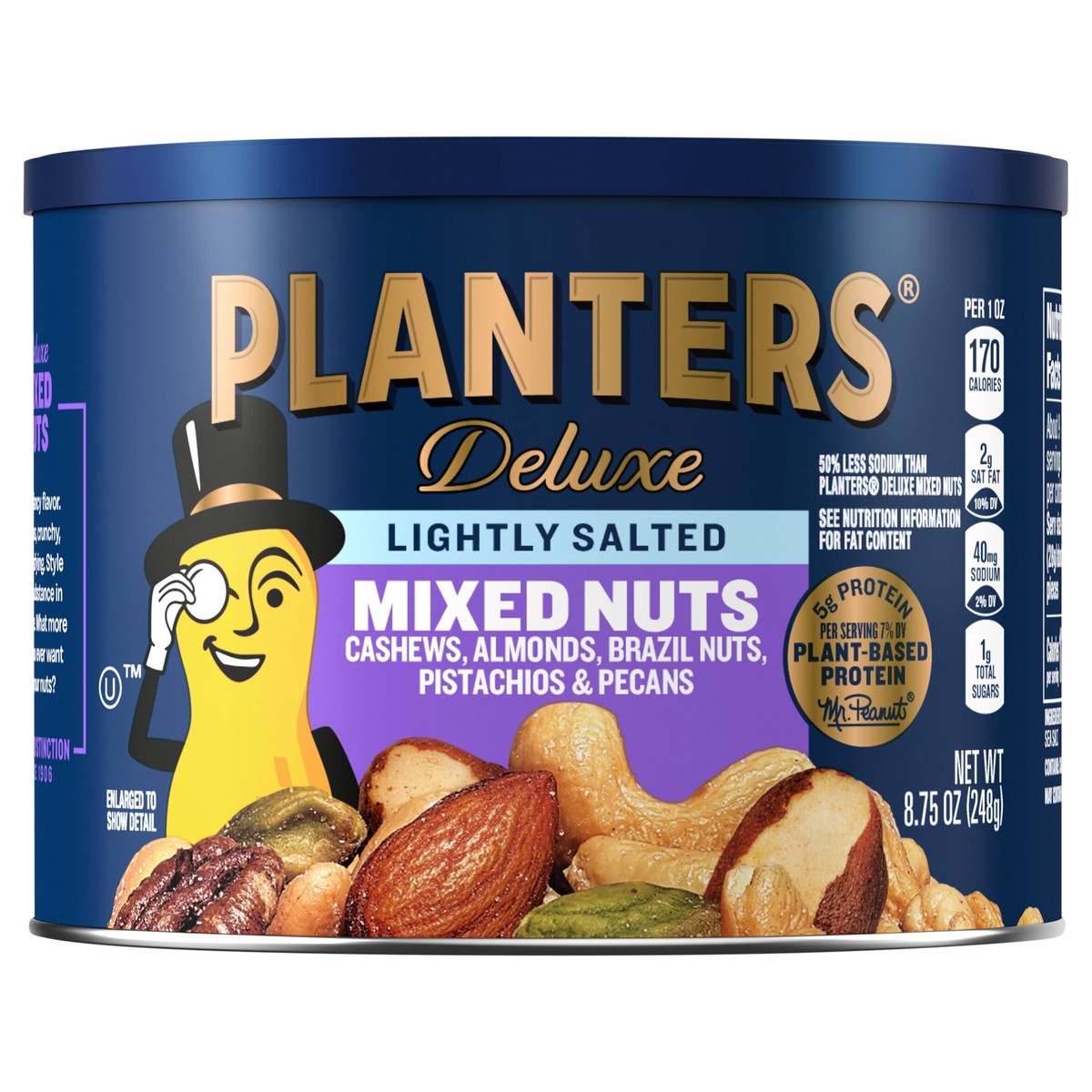 slide 1 of 11, Planters Deluxe Lightly Salted Mixed Nuts 8.75 oz Can, 8.75 oz