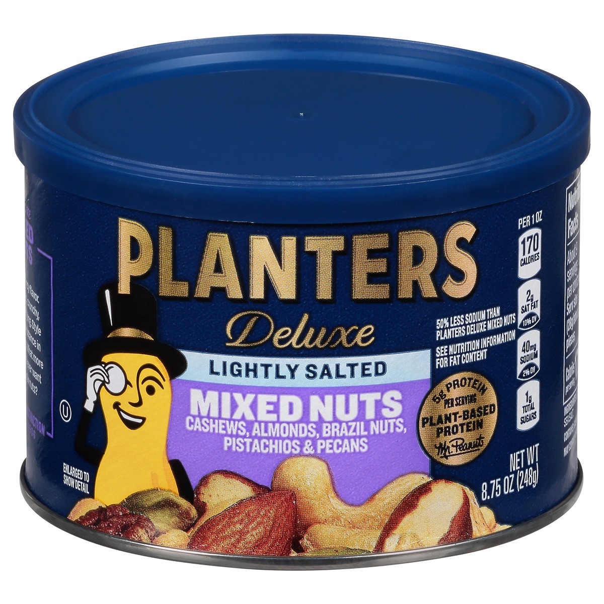 slide 7 of 11, Planters Deluxe Lightly Salted Mixed Nuts 8.75 oz Can, 8.75 oz