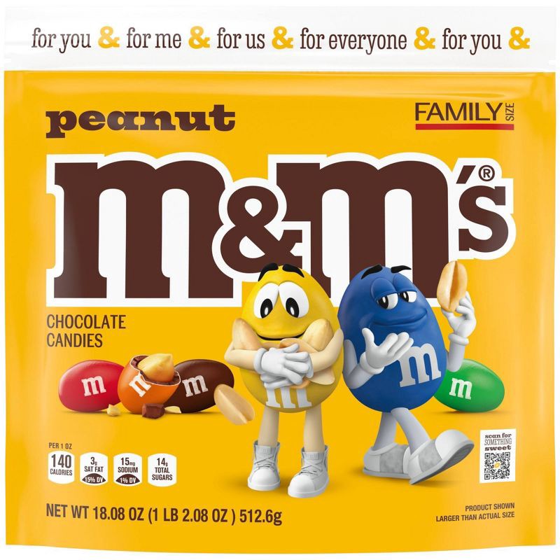 slide 2 of 9, M&M's Peanut Family Size Chocolate Candy - 18.08oz, 18.08 oz
