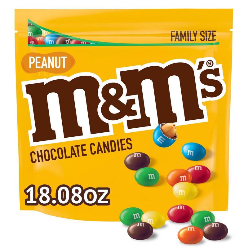 slide 1 of 9, M&M's Peanut Family Size Chocolate Candy - 18.08oz, 18.08 oz