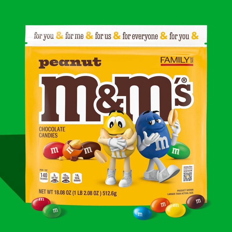 slide 4 of 9, M&M's Peanut Family Size Chocolate Candy - 18.08oz, 18.08 oz