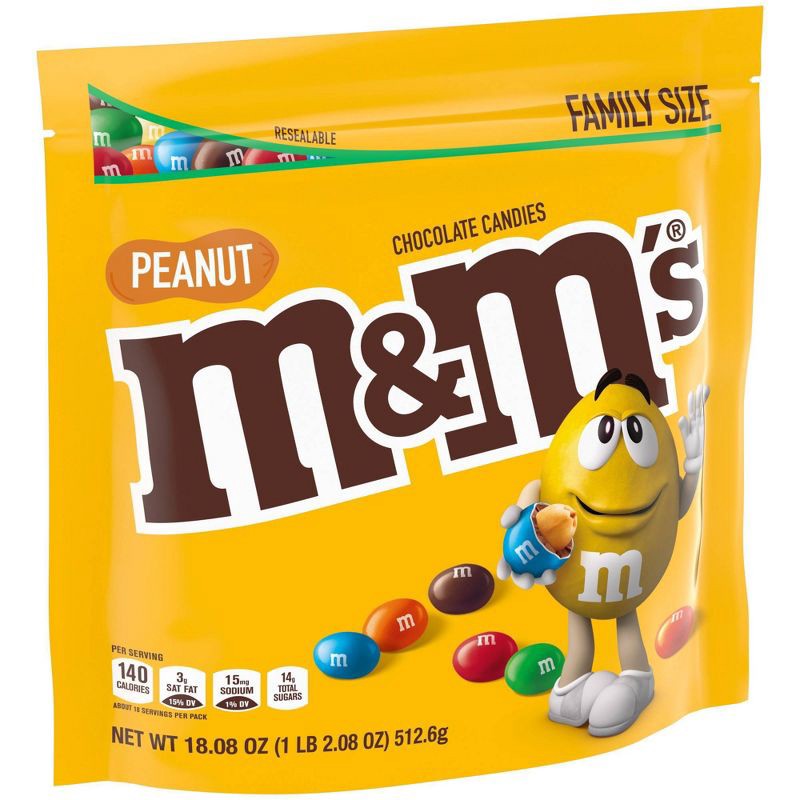 slide 8 of 9, M&M's Peanut Family Size Chocolate Candy - 18.08oz, 18.08 oz
