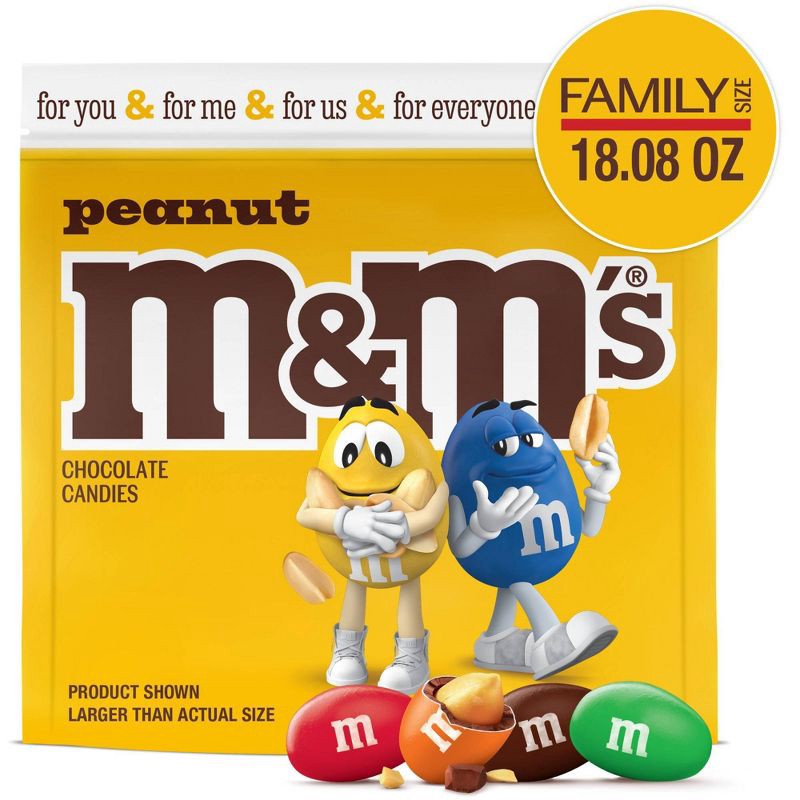 slide 1 of 9, M&M's Peanut Family Size Chocolate Candy - 18.08oz, 18.08 oz