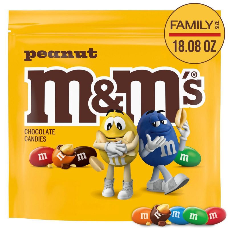 slide 1 of 9, M&M's Peanut Family Size Chocolate Candy - 18.08oz, 18.08 oz