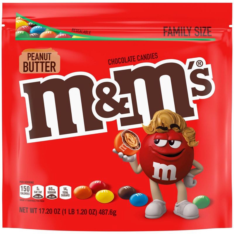 slide 2 of 11, M&M's Peanut Butter Family Size Chocolate Candy - 17.2oz, 17.2 oz