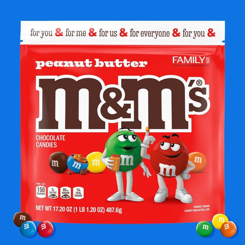 slide 4 of 10, M&M's Peanut Butter Family Size Chocolate Candy - 17.2oz, 17.2 oz
