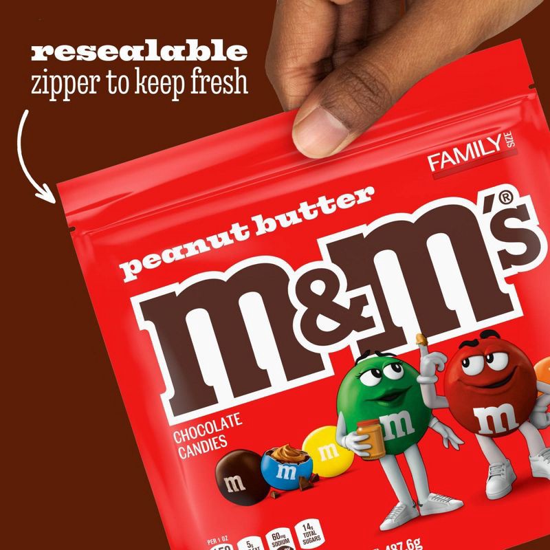 slide 5 of 12, M&M's Peanut Butter Family Size Chocolate Candy - 17.2oz, 17.2 oz