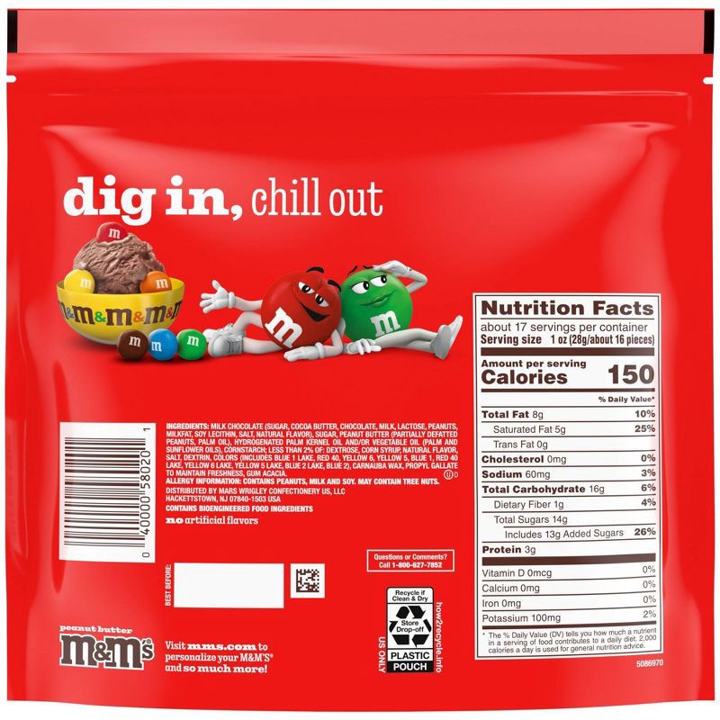 slide 10 of 10, M&M's Peanut Butter Family Size Chocolate Candy - 17.2oz, 17.2 oz
