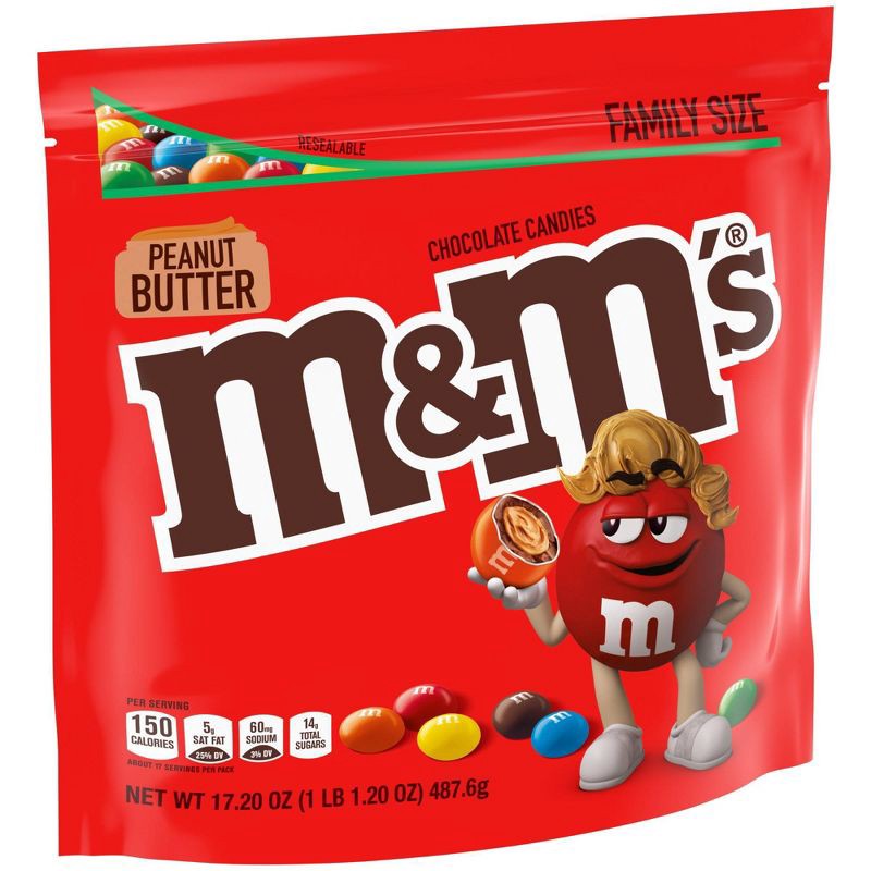 slide 10 of 11, M&M's Peanut Butter Family Size Chocolate Candy - 17.2oz, 17.2 oz