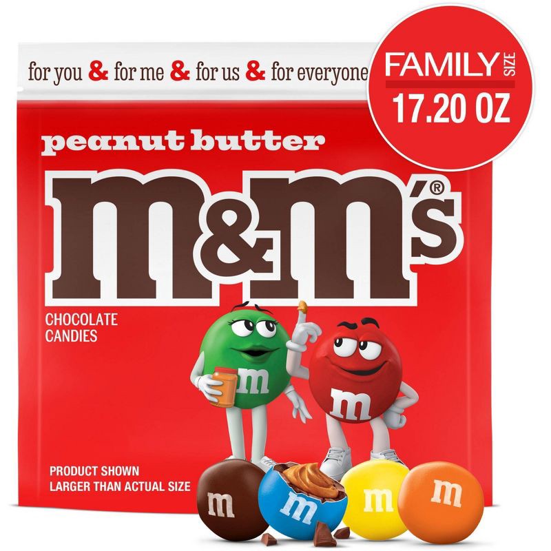 slide 1 of 11, M&M's Peanut Butter Family Size Chocolate Candy - 17.2oz, 17.2 oz