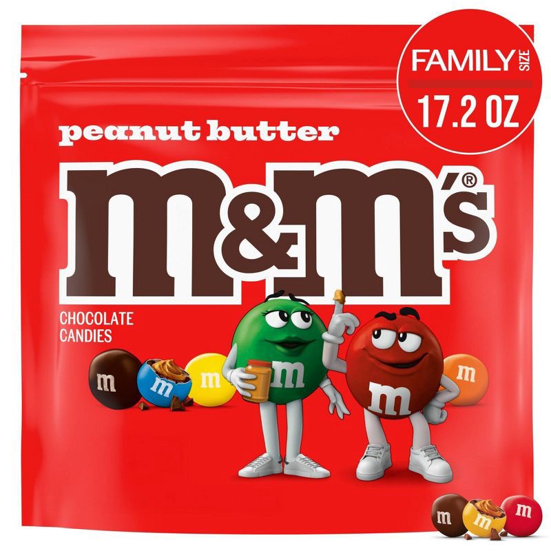 slide 1 of 12, M&M's Peanut Butter Family Size Chocolate Candy - 17.2oz, 17.2 oz