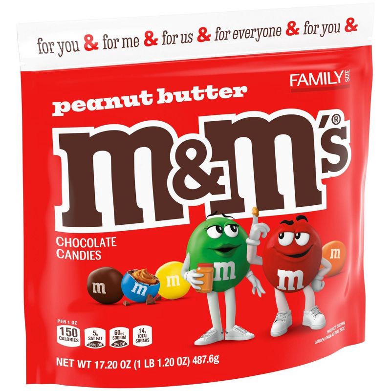 slide 1 of 10, M&M's Peanut Butter Family Size Chocolate Candy - 17.2oz, 17.2 oz