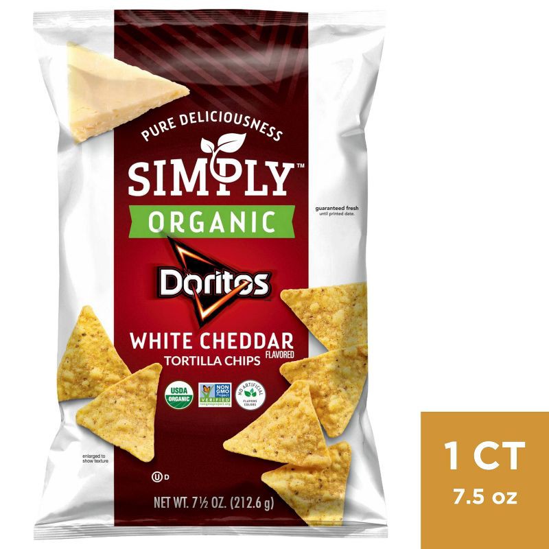 slide 1 of 4, Doritos Simply Organic White Cheddar Tortilla Chips - 7.5oz, 7.5 oz