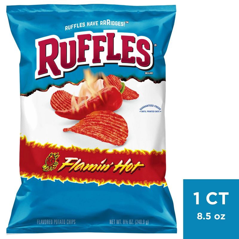 slide 1 of 3, Ruffles Flaming Hot Potato Chips - 8.5oz, 8.5 oz