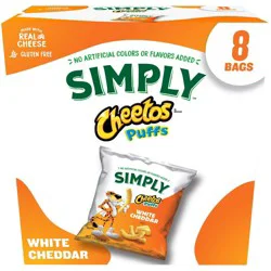 Cheetos Snack Pack Simply White Cheddar Puffs Multipack- 8ct/7oz: Gluten-Free, No Artificial Colors, No Artificial Flavors