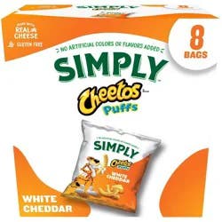 Cheetos Snack Pack Simply White Cheddar Puffs Multipack- 8ct/7oz: Gluten-Free, No Artificial Colors, No Artificial Flavors