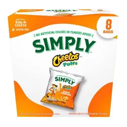 Cheetos Snack Pack Simply White Cheddar Puffs Multipack- 8ct/7oz