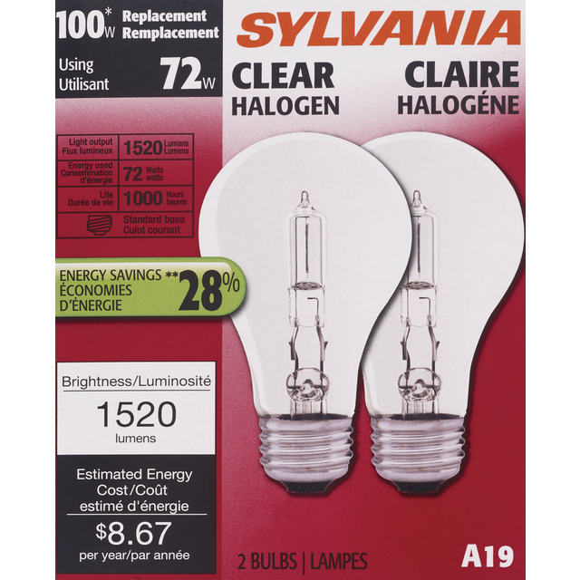 slide 1 of 1, Sylvania Halogen Clear Bulbs - 72 Watt, 1 Each, 1 ct