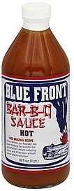 slide 1 of 1, Blue Front Hot Bar-B-Q Sauce, 16 oz