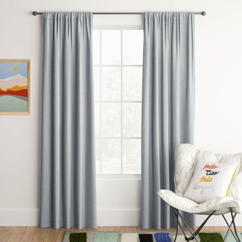 slide 2 of 4, 42"x63" Room Darkening Heathered Window Curtain Panel Gray - Room Essentials™: Noise Reduction, UV Protection, 1 ct