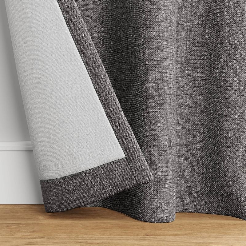 slide 3 of 6, 42"x84" Room Darkening Heathered Window Curtain Panel Dark Gray - Room Essentials™: Thermal Insulated, Noise Reduction, 1 ct