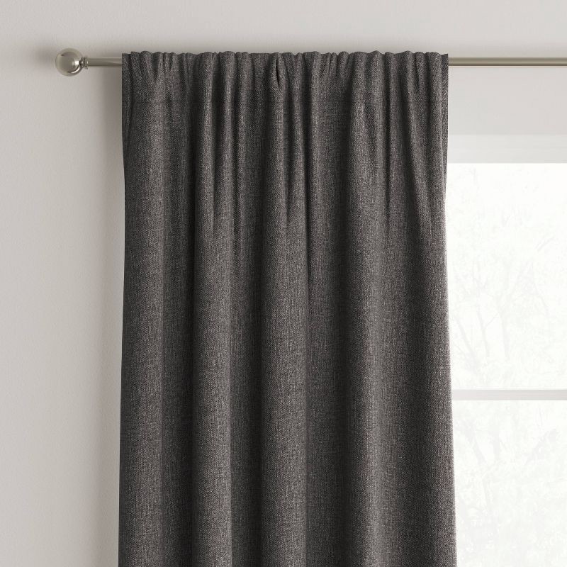 slide 1 of 6, 42"x84" Room Darkening Heathered Window Curtain Panel Dark Gray - Room Essentials™: Thermal Insulated, Noise Reduction, 1 ct