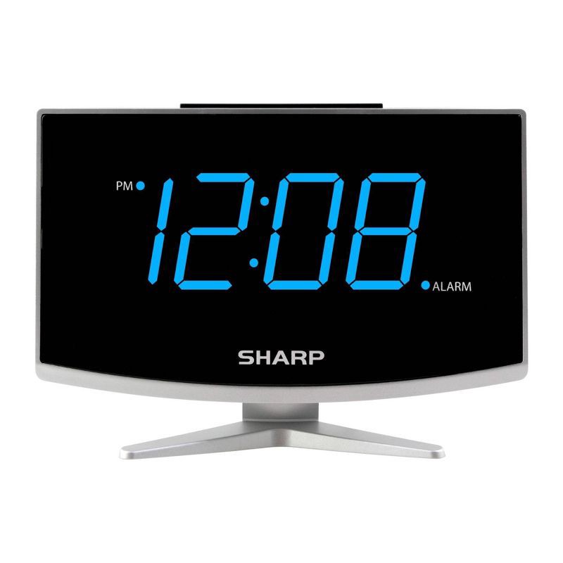 slide 3 of 5, Jumbo LED Curved Display Alarm Clock - Sharp: USB Charging Port, High/Low Brightness & Volume Controls, 1 ct