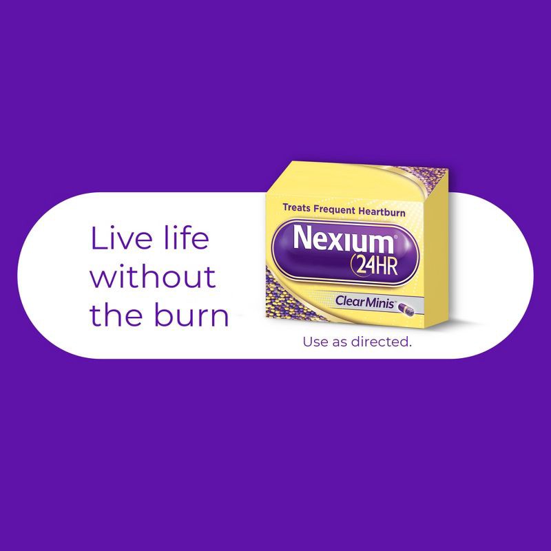 slide 3 of 9, Nexium 24HR ClearMinis Delayed Release Heartburn Relief Capsules, Esomeprazole Magnesium Acid Reducer - 42ct, 42 ct